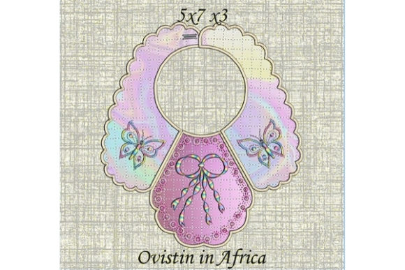 Pink Butterfly Bib Design for Small Hoops